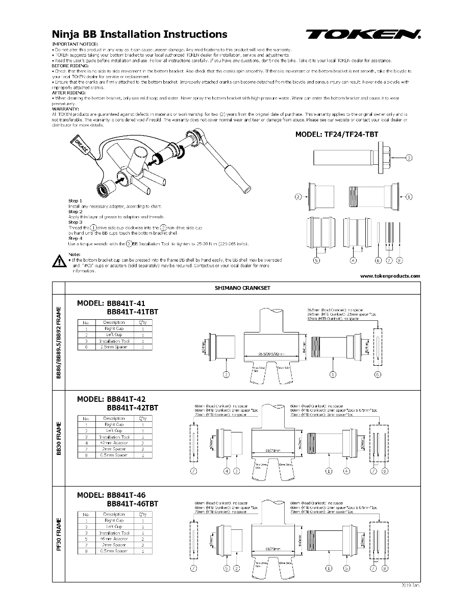 Krankboks TOKEN Ninja TK-BB841T-41 TBT Tiramic 3 Krankboks TOKEN Ninja TK-BB841T-41 TBT Tiramic - Billede 3