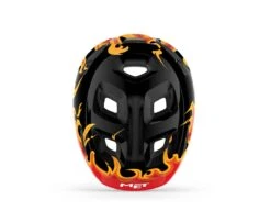 MET Hjelm Hooray Sort/Flammer XS (46-52 Cm) - 3HPGM144CE80XSBF1 -Enduro Butik met hooray kids helmet m144bf1 top