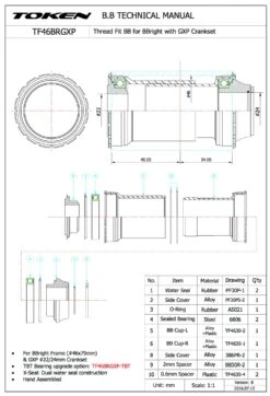 Krankboks TOKEN PressFit 30 PF30 BBright GXP - TF46BRGXP