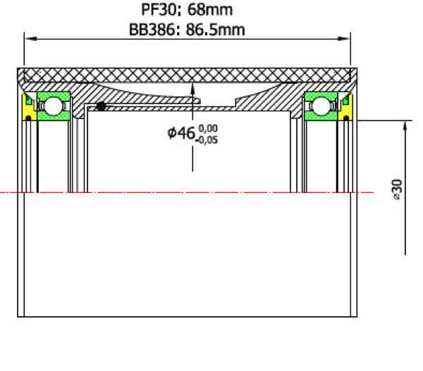 Krankboks TOKEN Pressfit 30/GXP PF30/BB386 - TF46GXP 1 Krankboks TOKEN Pressfit 30/GXP PF30/BB386 - TF46GXP